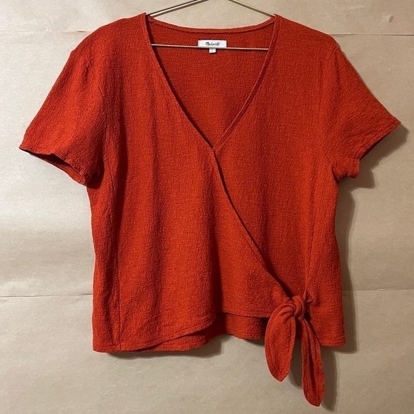 Madewell | Texture & Thread Wrap-Tie Top Cropped Spiced Cinnamon Size L - Picture 1 of 7
